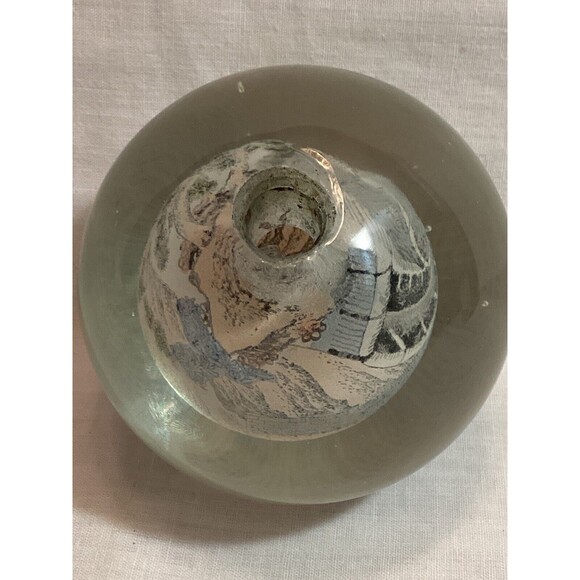 Reverse Painted Glass Sphere Ball Great Wall Of China Scene Hand Painted Signed - Picture 5 of 9